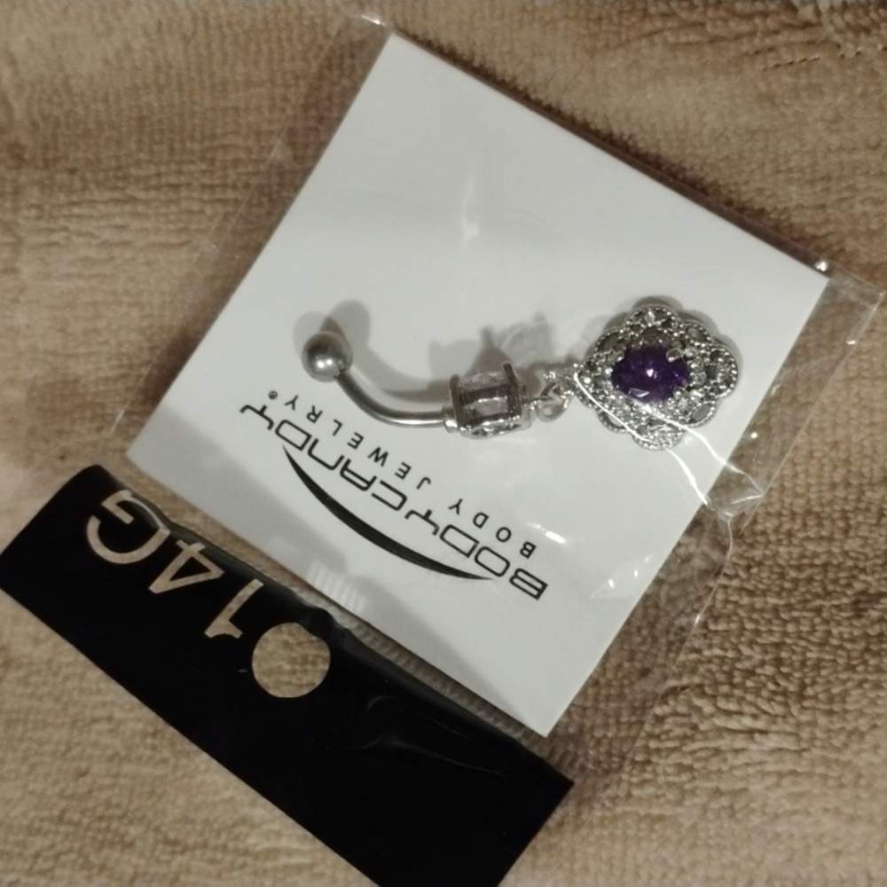 Body Candy Silver and Purple Belly Ring
